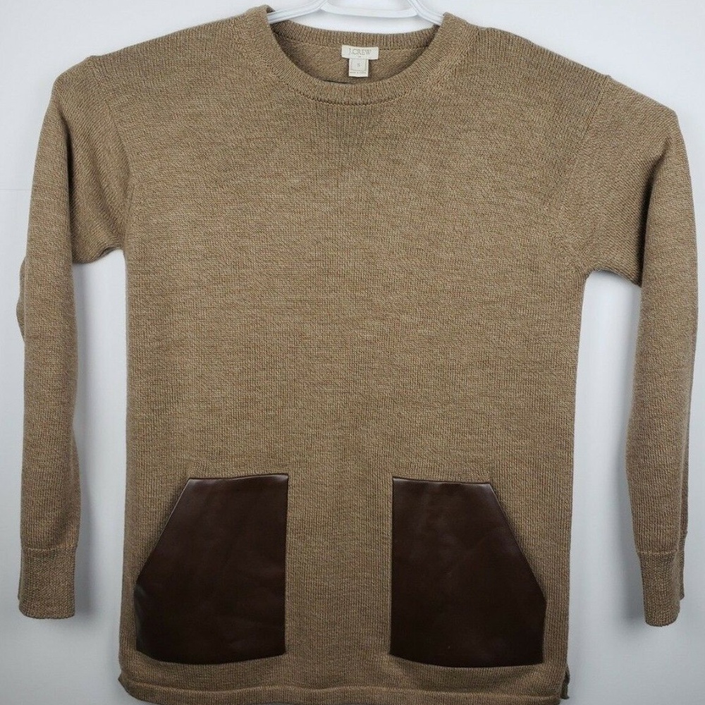 J.Crew Brown Factory Merino Leather Pocket tunic S